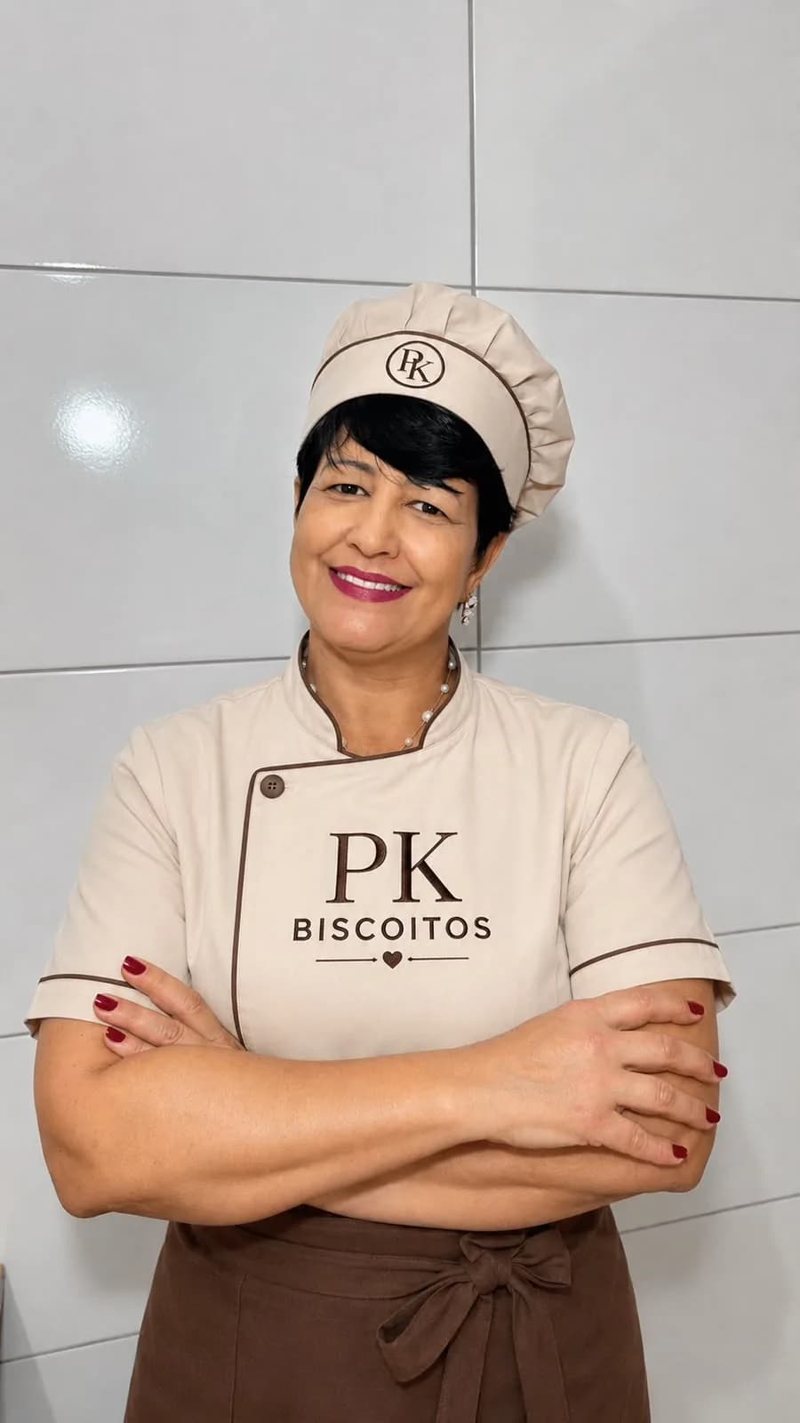 Patrycia, na cozinha em Goiânia